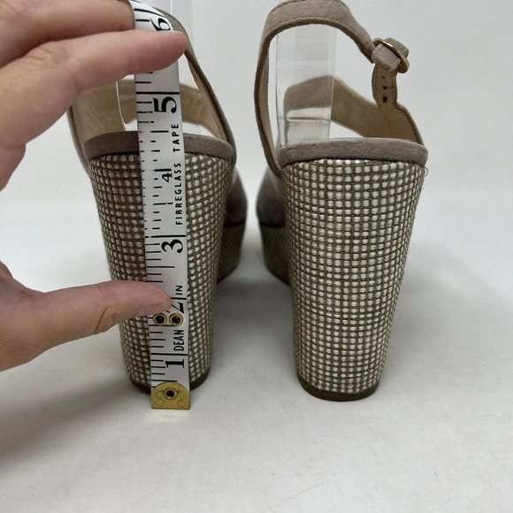 Sacha London Suede Leather Beige Wedge Platform Shoes Sandals Women’s Size 8.5 - Picture 9 of 11